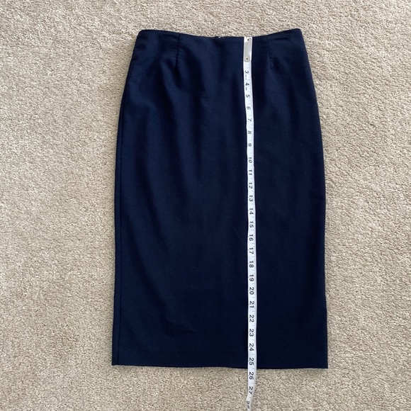 Navy Blue Slimline Midi Skirt with back kick slit - Picture 5 of 8